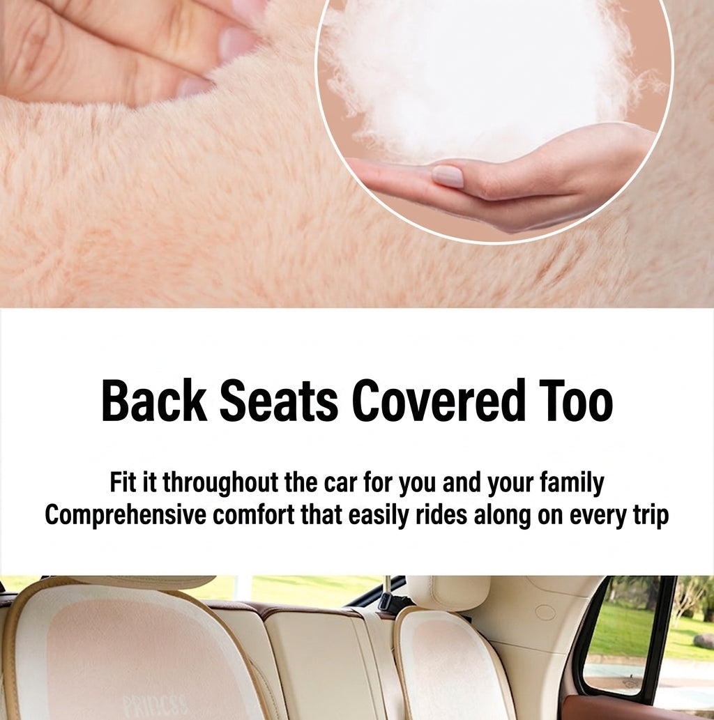 Car headrest, plush bow little bear pillow, comfortable neck pillow cushion, cute cartoon car interior lumbar support