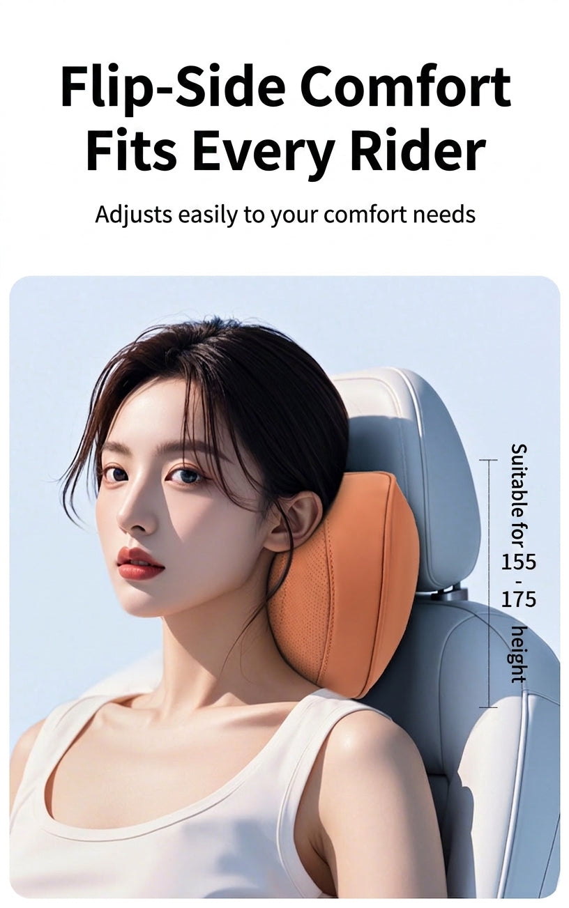 Summer breathable memory foam car headrest lumbar support premium car seat pillow car leather neck support pillow