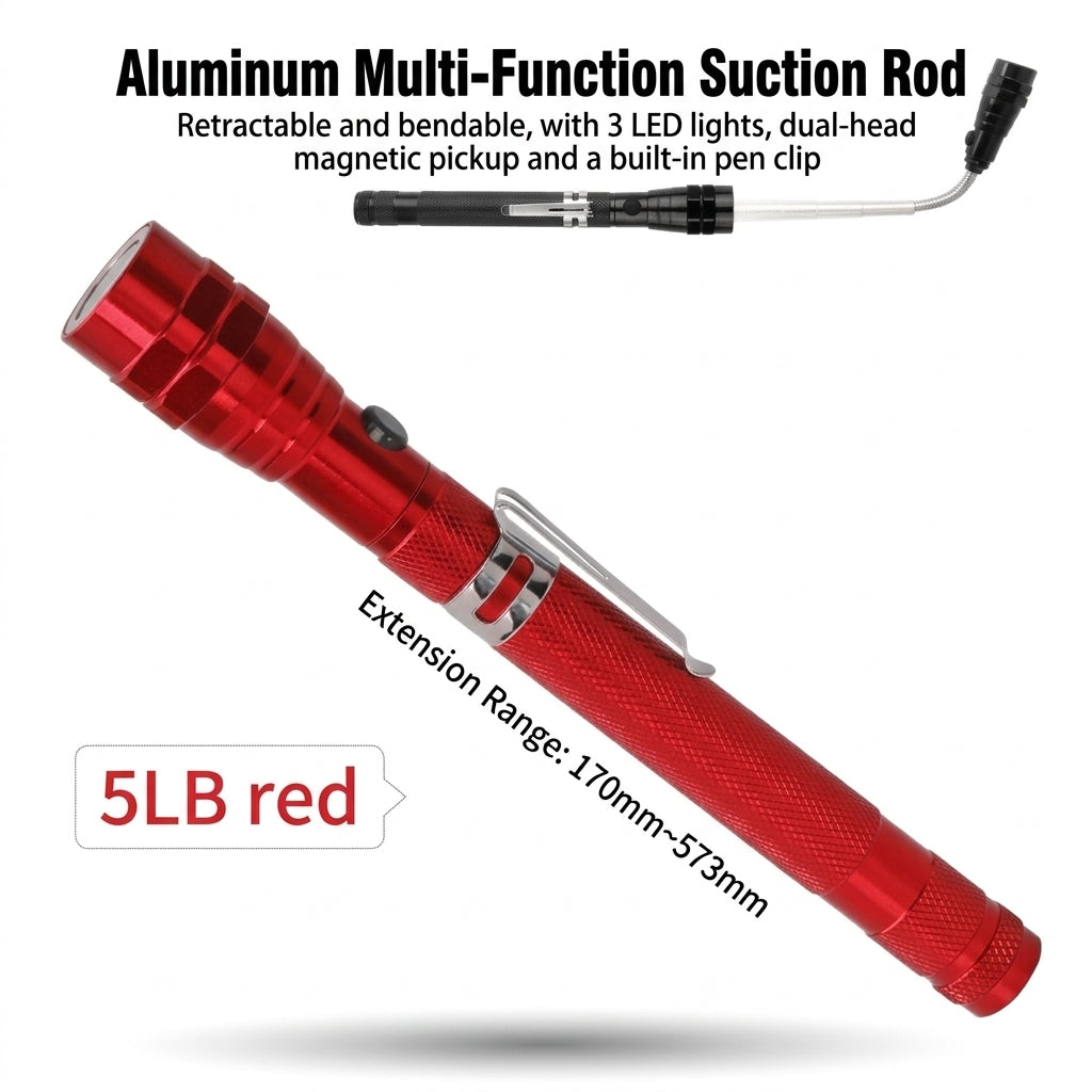 8LB Pickup Retractable Magnetic Suction Rod with Light Magnetic Rod Auto Repair Tool Metal Picker Suction Rod