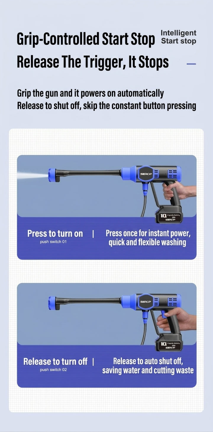 Brushless electric car wash high-pressure water gun, multifunctional handheld portable car wash washer, water nozzle for household plant watering
