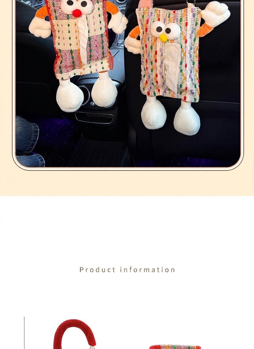 Car tissue box, cute plush toy hand, foot car, in-car tissue hanging bag, high-end practical car armrest box tissue box