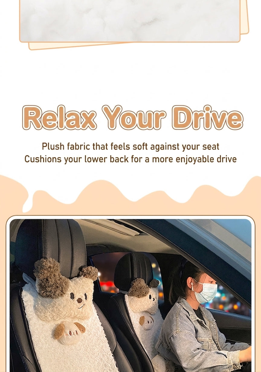 Car headrest, neck pillow, a pair of female driver pillows, cute dogs, car cushions, car seats, lumbar and neck pillows