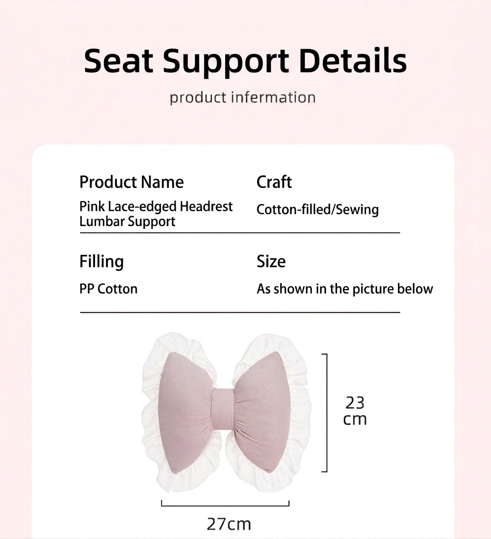 Creative butterfly-shaped car headrest neck support with lace edges for car cushions, all-season universal comfortable breathable car lumbar support