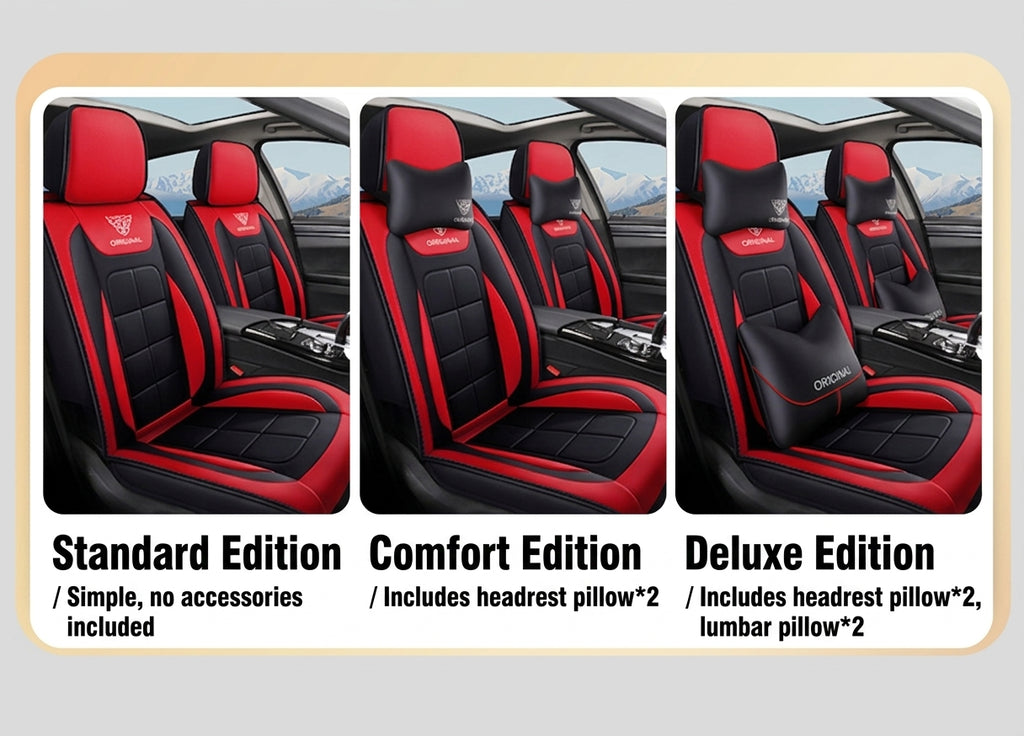 The five-seater car seat cushion is fully surrounded by the all-season universal leather seat cover, which is wear-resistant, dirt-resistant and breathable