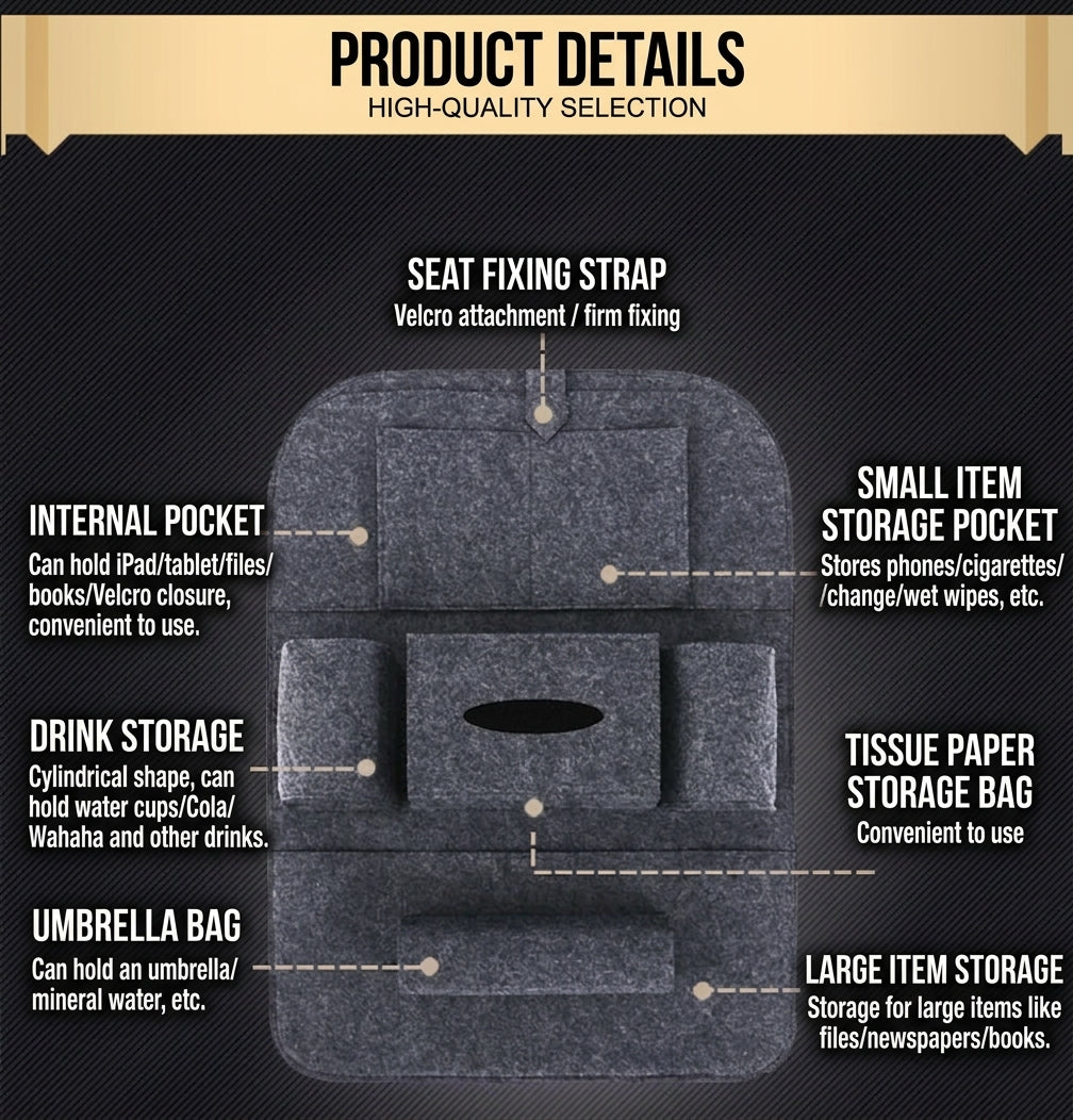 Car accessories car seat back storage bag multi-function back storage bag creative utility car hanging bag storage box