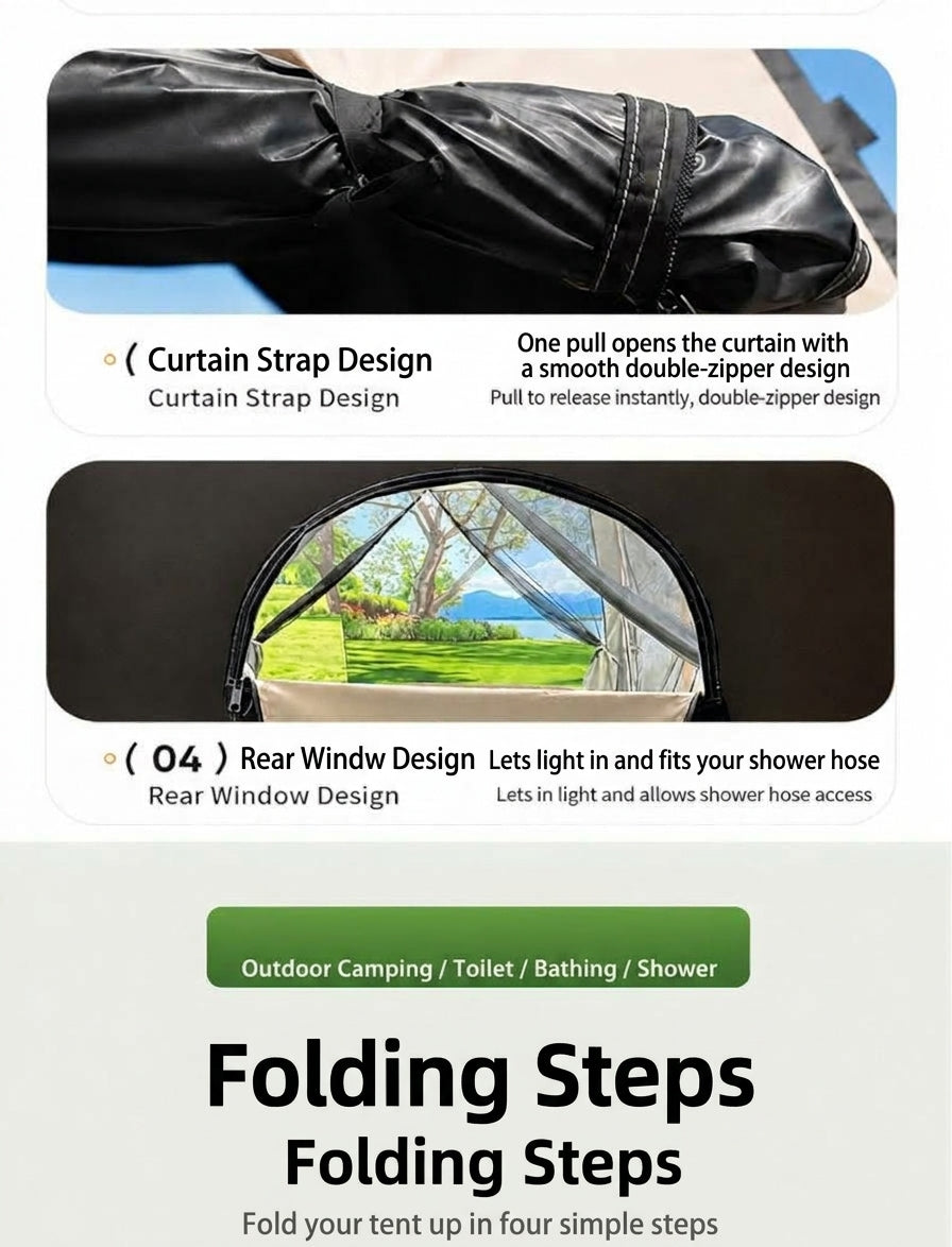 New outdoor bathing tent, black rubber waterproof portable toilet changing shower bathing camping changing cover tent