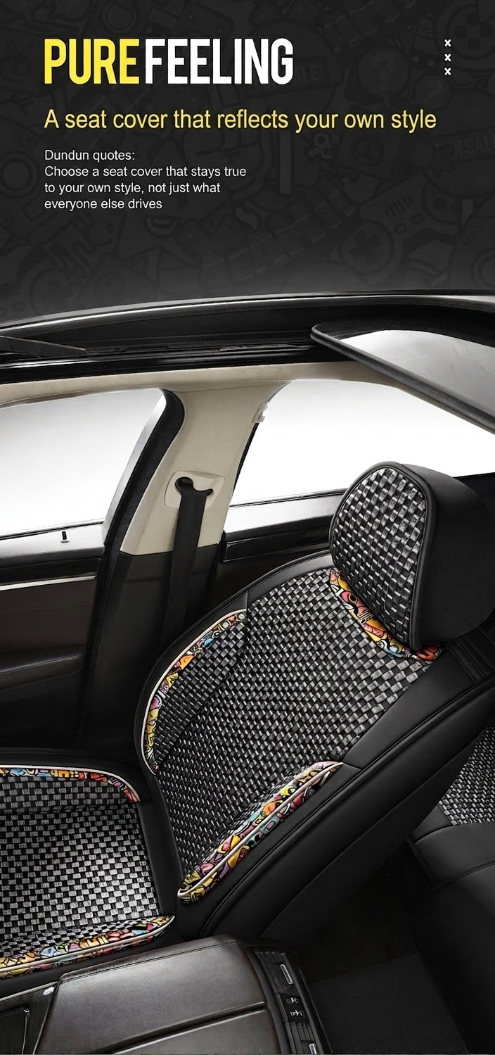 New Ice Silk Breathable Car Seat Covers, Cartoon Cute Seat Covers, Fully Inclusive Seat Cushion Covers All Seasons