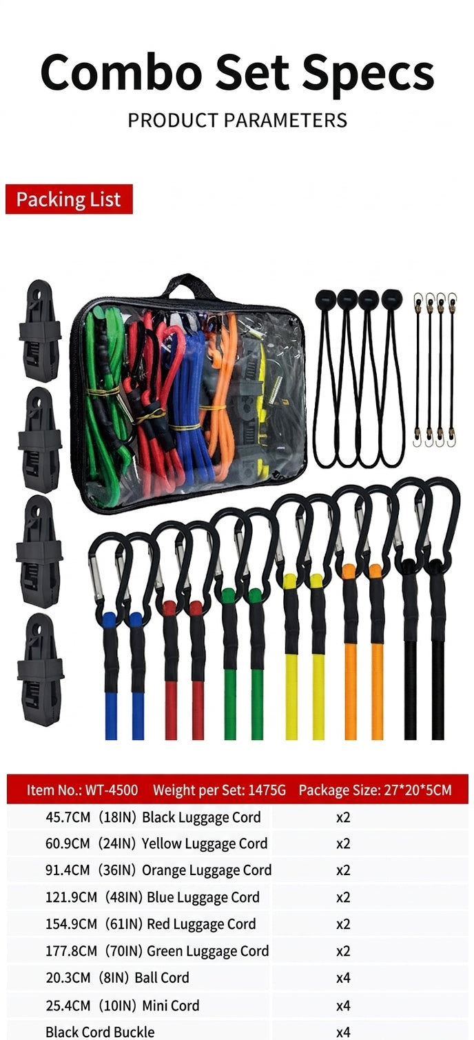 Luggage Strap & Carabiner Combo Set