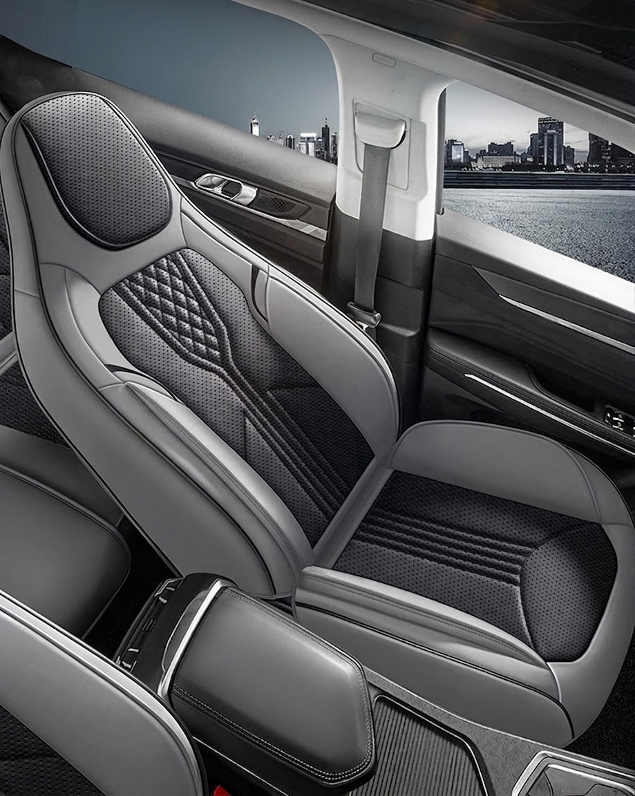 3D Nappa leather car full-coverage integrated headrest cover, all-season universal sports seat cover, leather seat cushion manufacturer wholesale