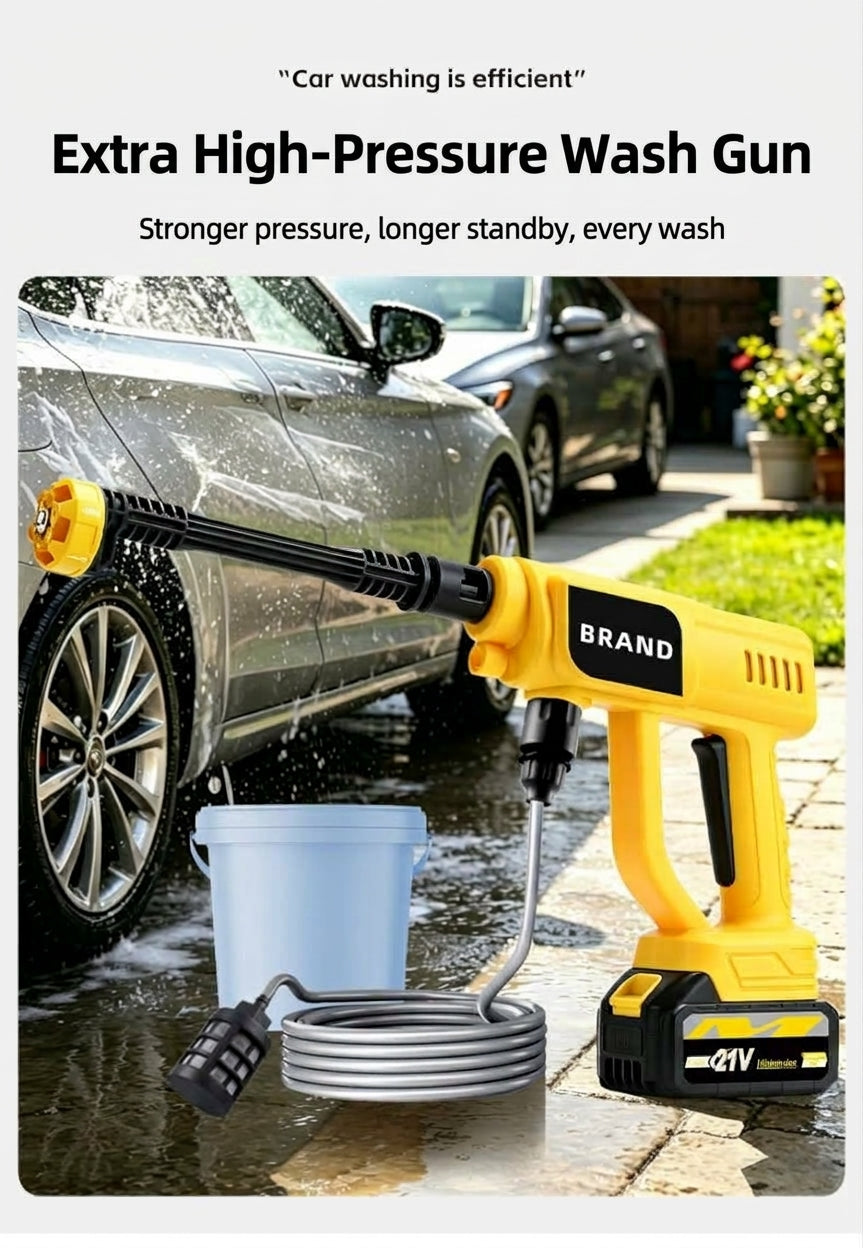 Cross-border lithium battery wireless car wash water nozzle, high-pressure, high-power car wash tool, home portable car tool