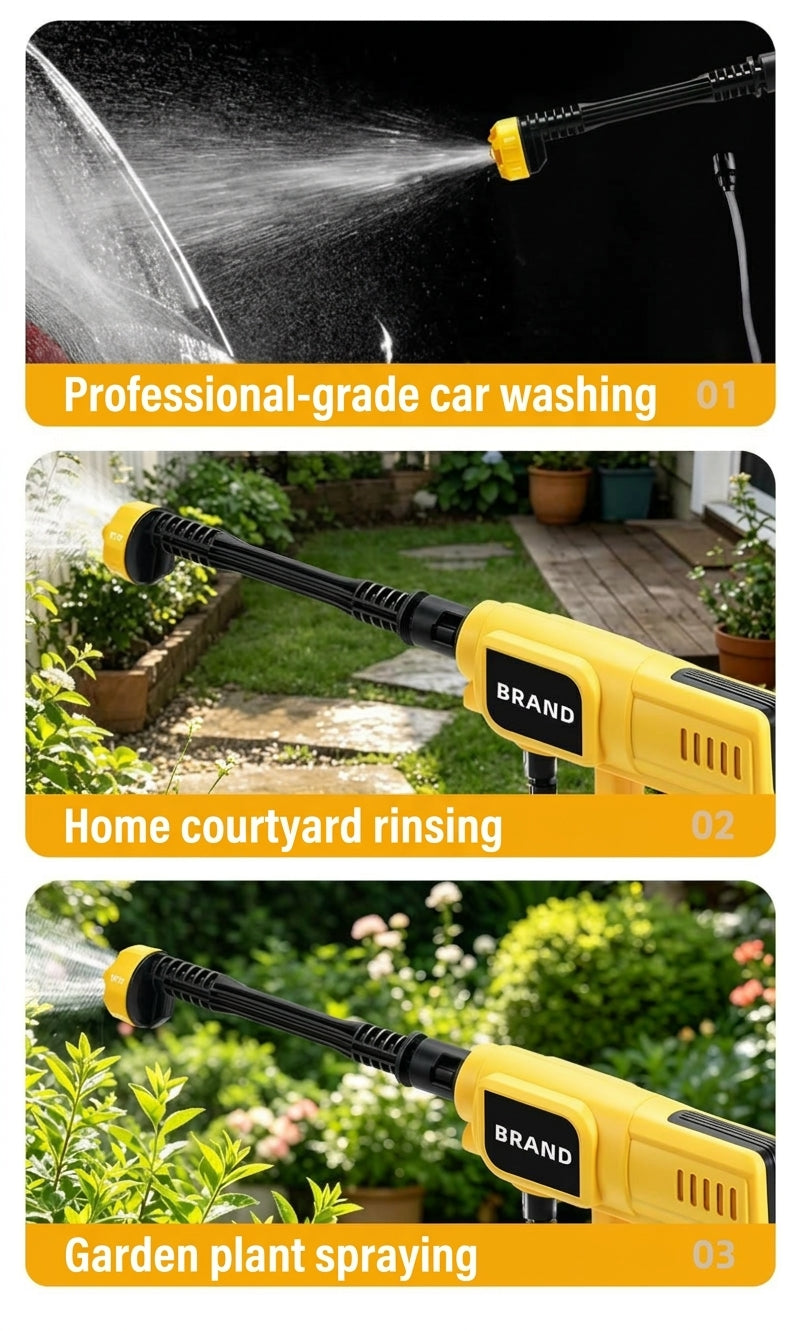 Cross-border lithium battery wireless car wash water nozzle, high-pressure, high-power car wash tool, home portable car tool