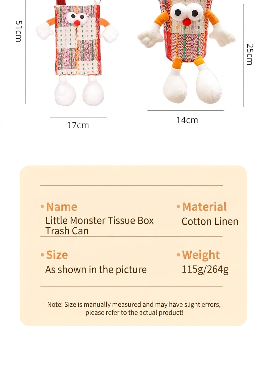 Car tissue box, cute plush toy hand, foot car, in-car tissue hanging bag, high-end practical car armrest box tissue box