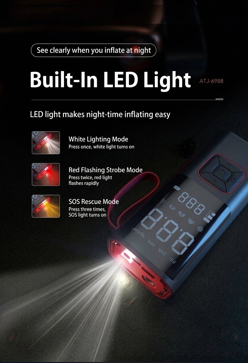Car Inflator Pump Outdoor Convenient Car Wireless Inflator Pump Digital Tire Pressure Car Tire Electric Pump