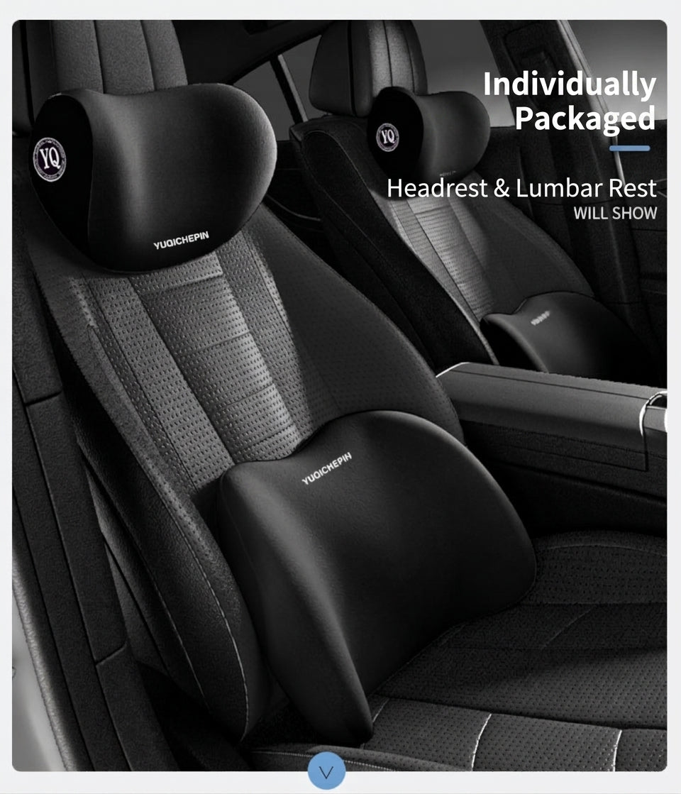 Car neck headrest lumbar rest removable and washable breathable driver's seat waist rest memory foam car artifact headrest in the car