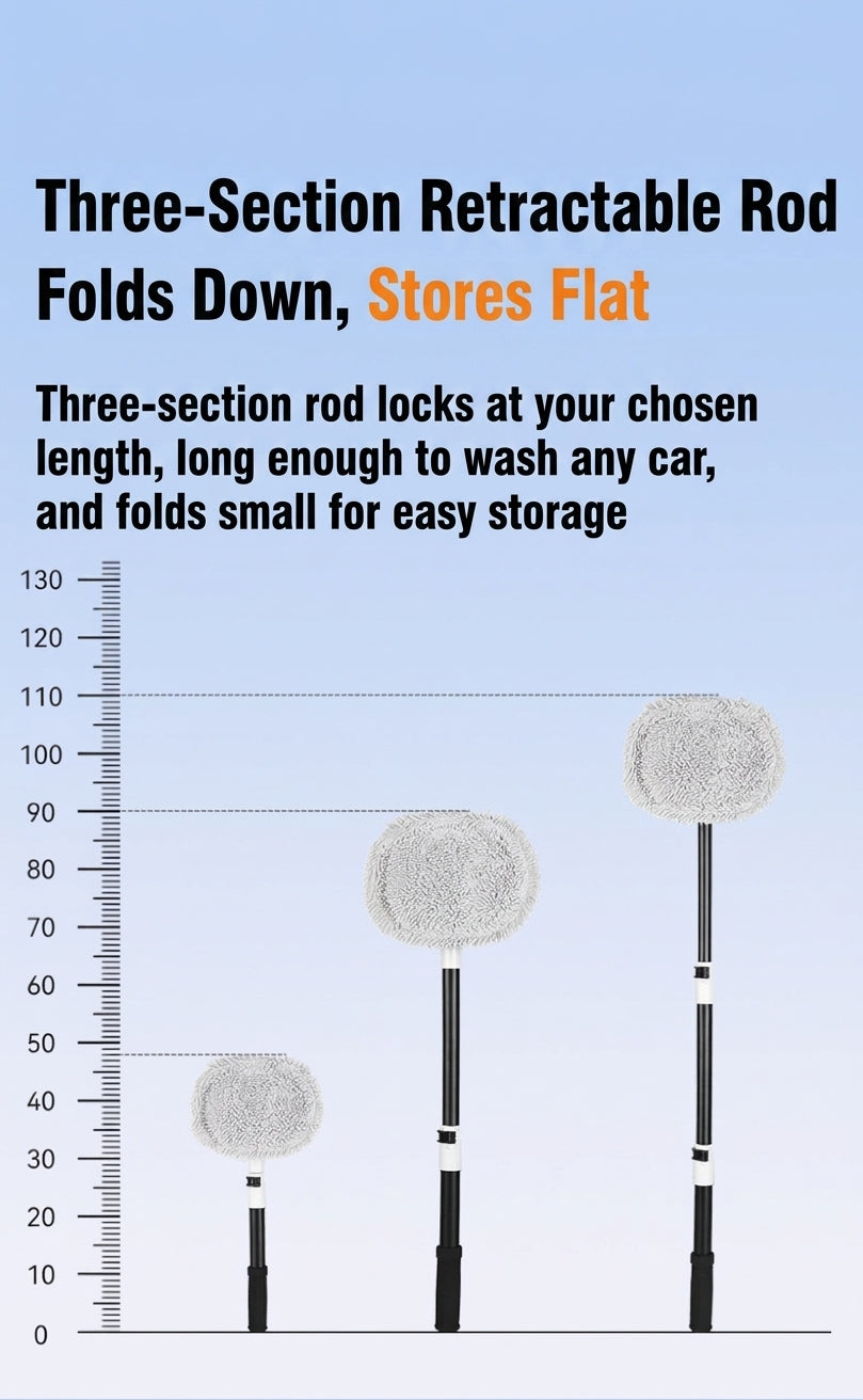 Car Wash Mop with Retractable Bending Rod