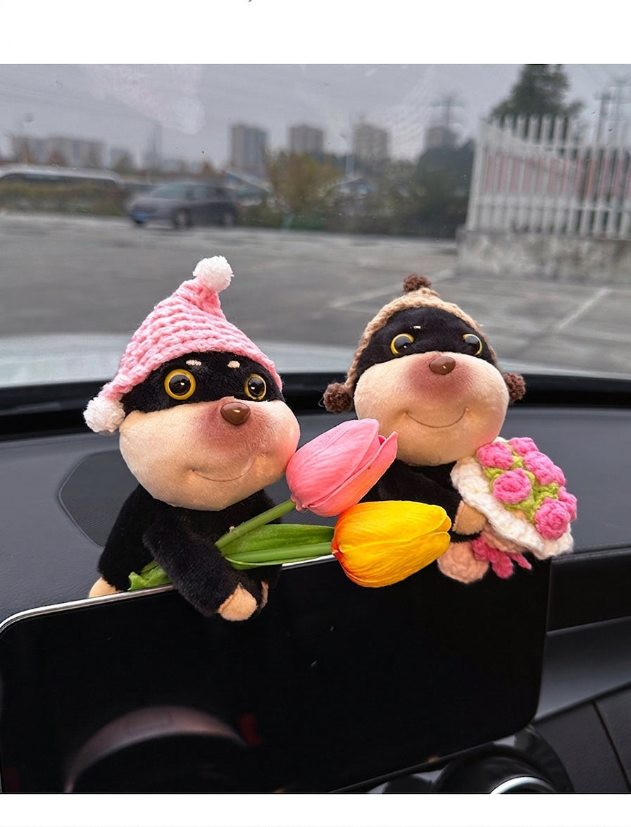 Car ornaments cute dolls bee dog car central control screen party doll display screen decoration car interior products