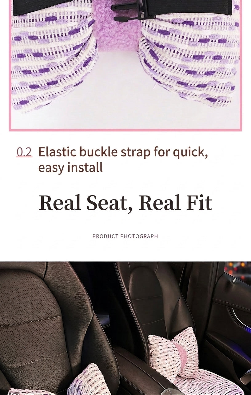 Car headrest neck support pillow for car cushions, car seat lumbar cushion set, for the driver's seat and for women's lumbar support