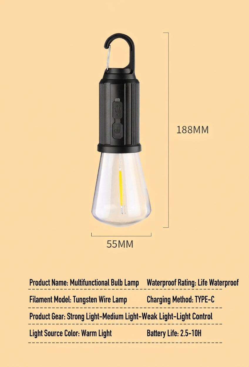 LED Camping Tent Light with Solar & USB Charging