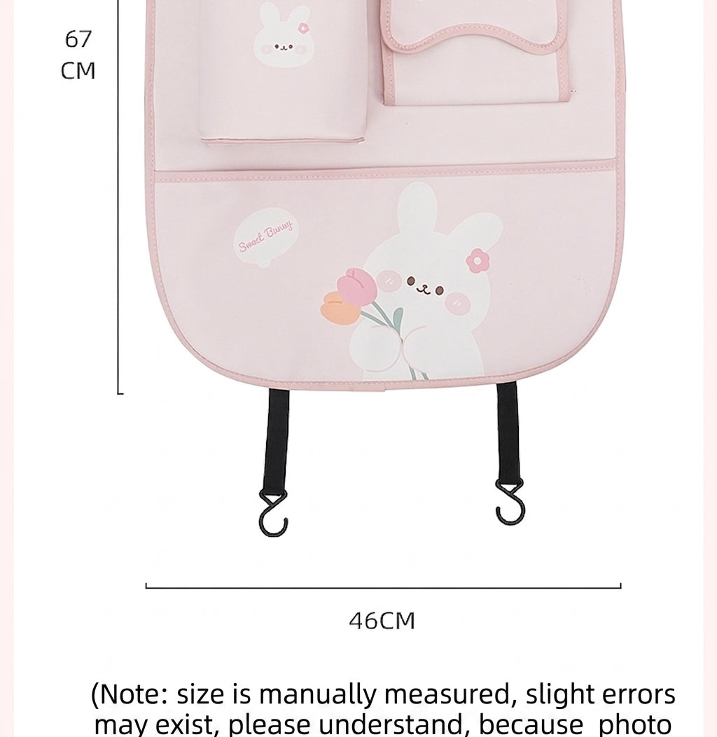Car seat back storage bag cute cartoon car trash can creative multifunctional car interior anti-kick mat