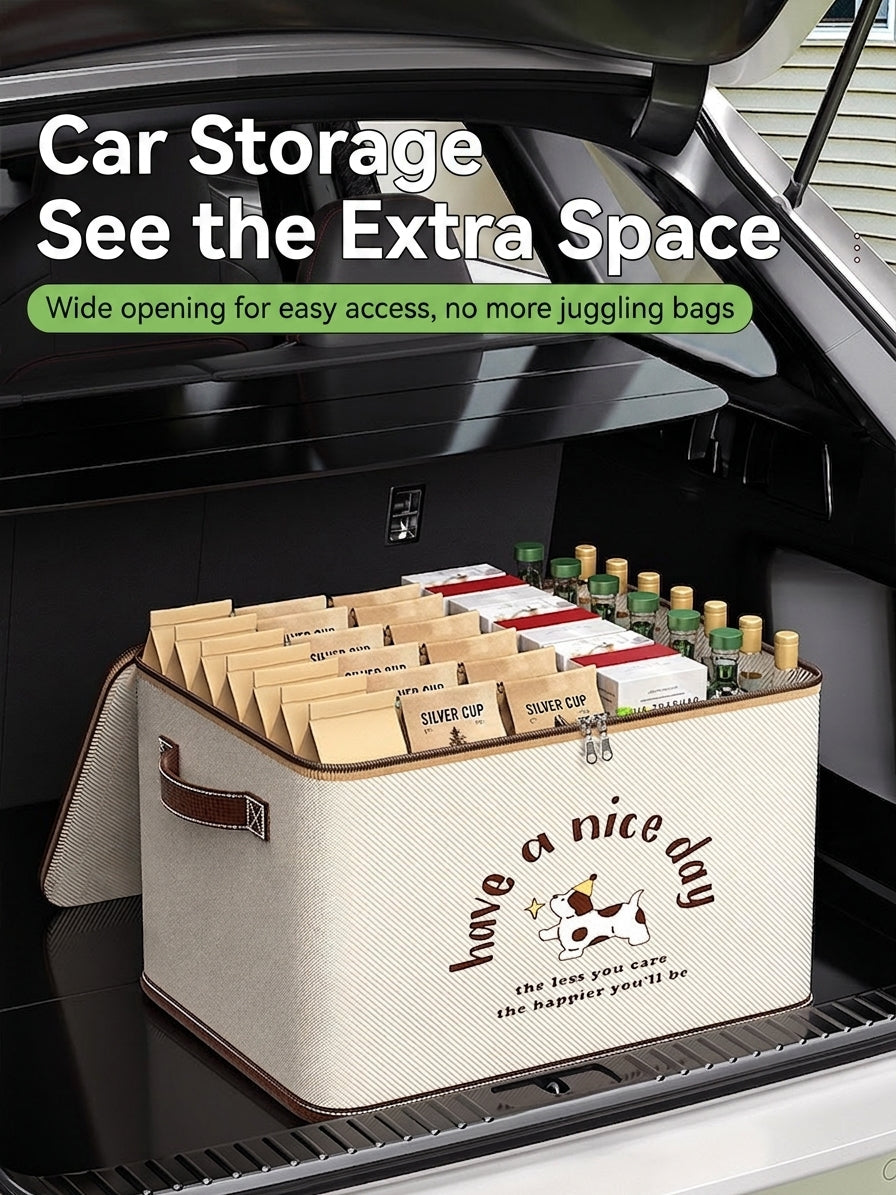 Car trunk storage box, foldable cartoon storage box, large-capacity car storage box, portable organizer box