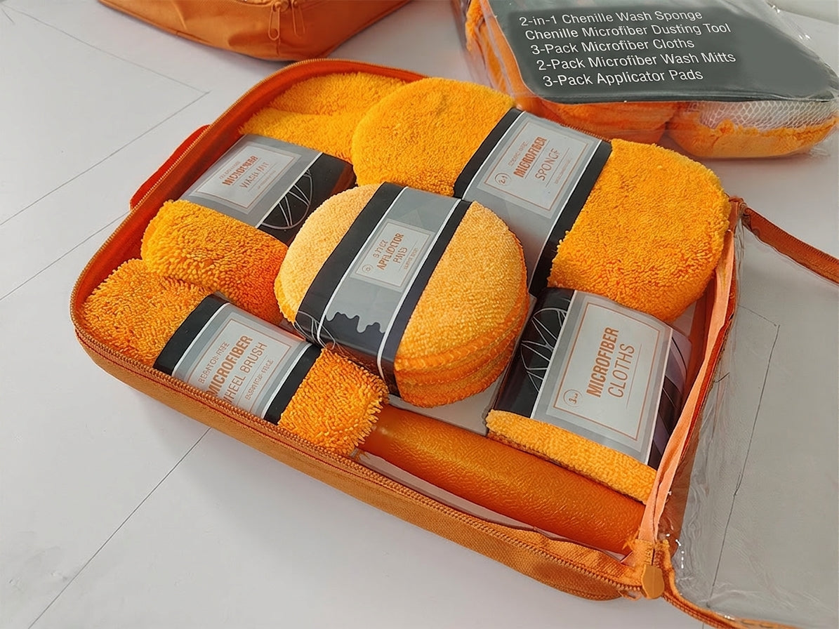 Car Wash 9 Piece Set Car Towel Home Car Beauty Cleaning Gloves Towel Wipes Waxing Sponge Wheel Brush