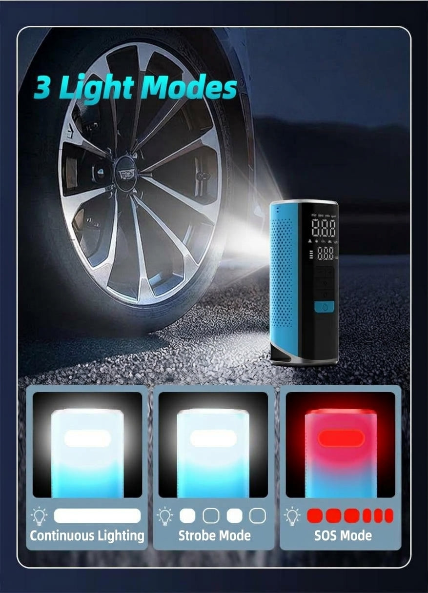 Cross-border vehicle-mounted electric air pump for air and power transfer, integrated car and motorcycle emergency start power supply, 12V 25-cylinder