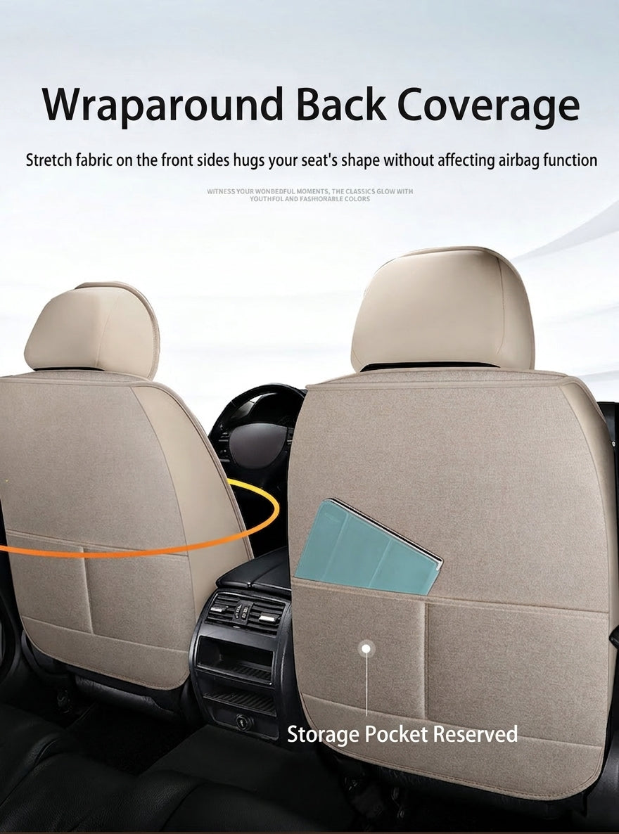 All-season universal full-coverage car seat covers, full-coverage spring and winter linen fabric art car covers, seat covers, and car cushion covers