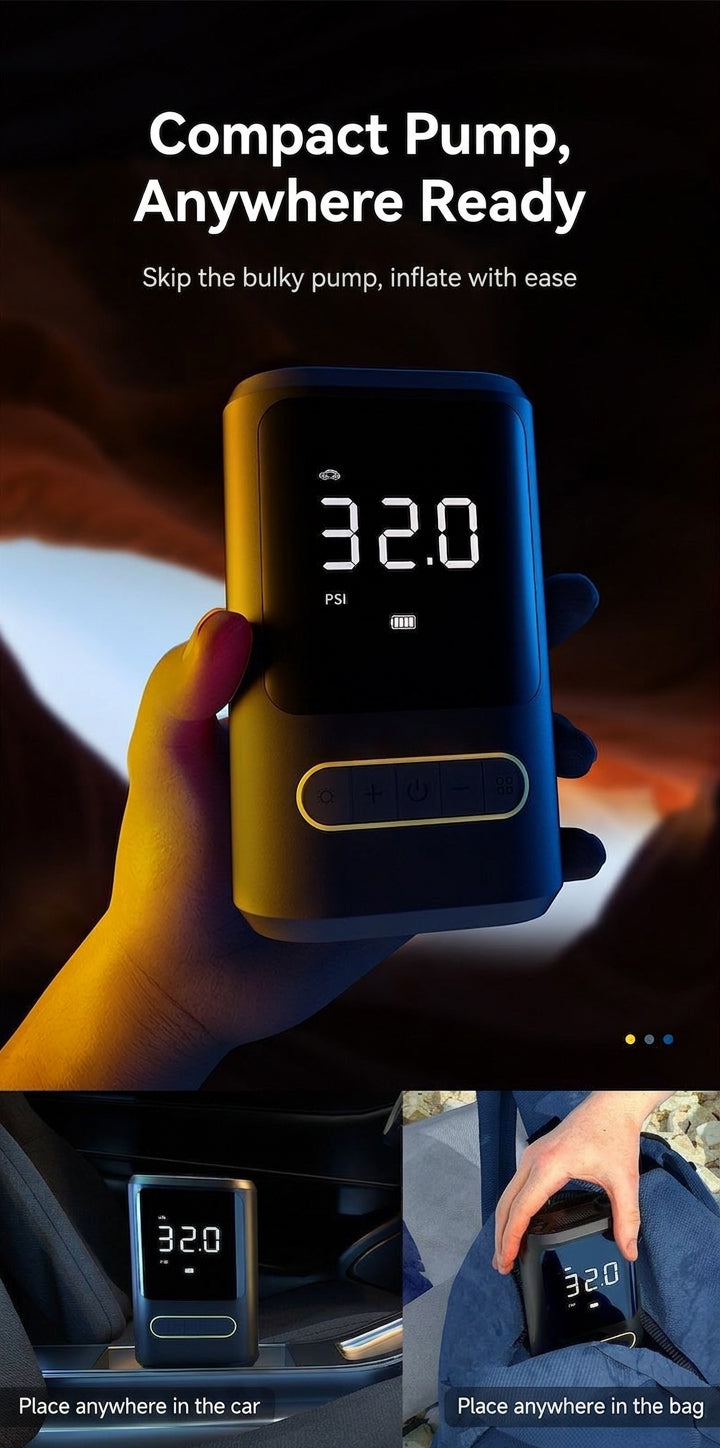 Mini portable car inflator pump bicycle electric tire pump air pump handheld wireless charging digital display