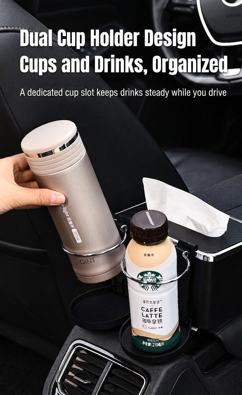 Car tissue box, armrest box, multifunctional water cup holder, storage box, creative and simple car interior sundries storage box