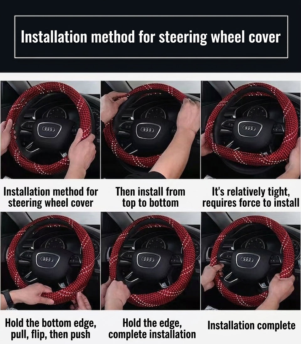 All-season universal wear-resistant car steering wheel covers, woven sweat-absorbing car handlebar covers, direct supply from wholesale manufacturers