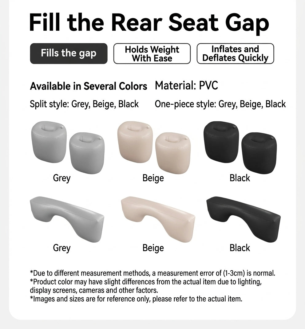Car inflatable bed footrest rear seat gap pad, car and sedan rear seat gap pad, inflatable interior rest filling pad