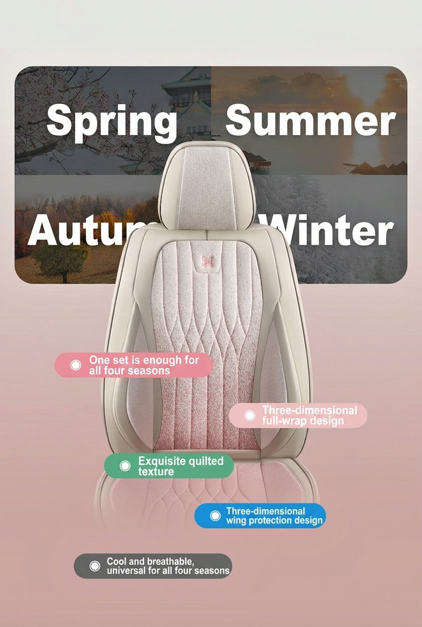 Car seat cushion linen fabric art all-inclusive all-season universal goddess seat cushion 2026 new model interior breathable seat cover wholesale