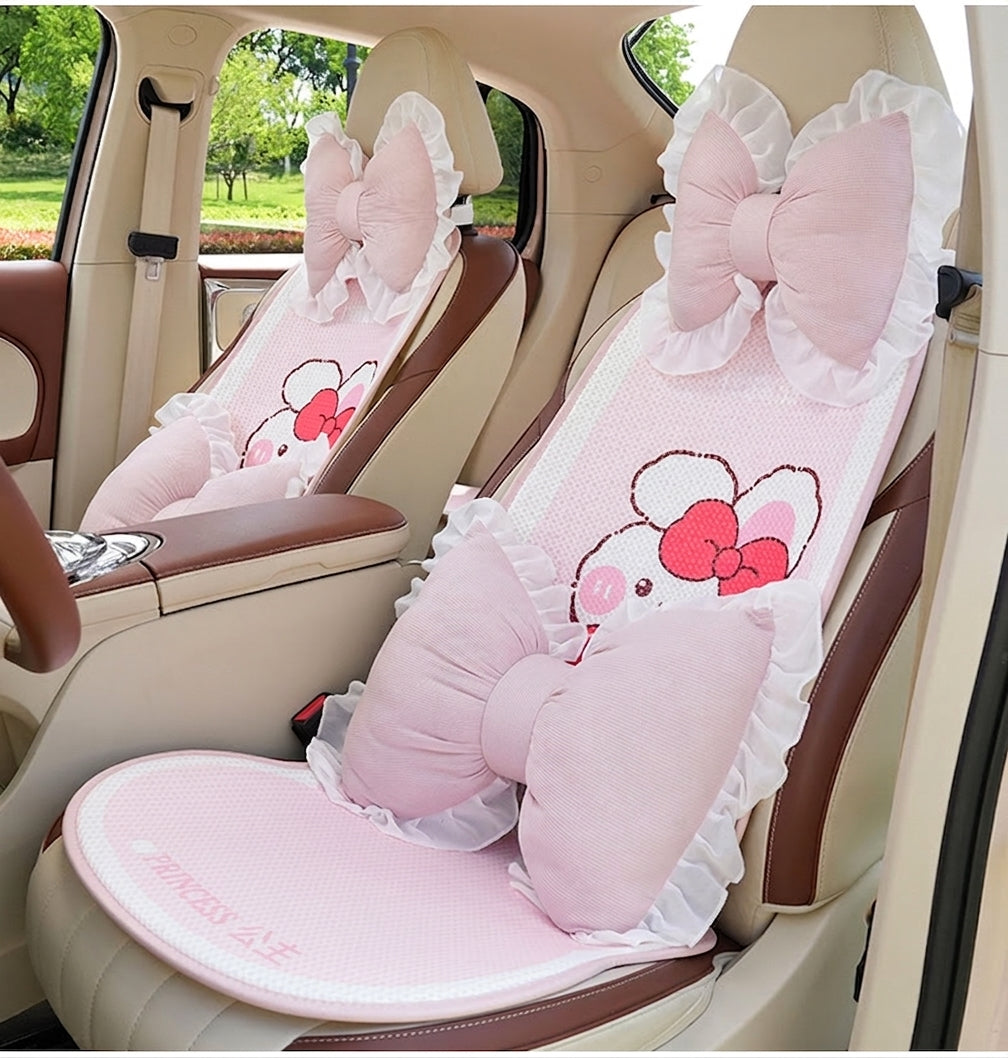 Creative butterfly-shaped car headrest neck support with lace edges for car cushions, all-season universal comfortable breathable car lumbar support