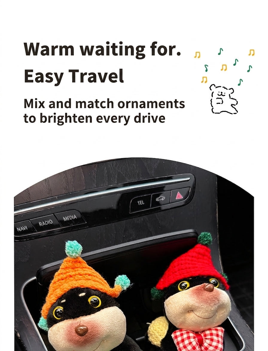 Car ornaments cute dolls bee dog car central control screen party doll display screen decoration car interior products
