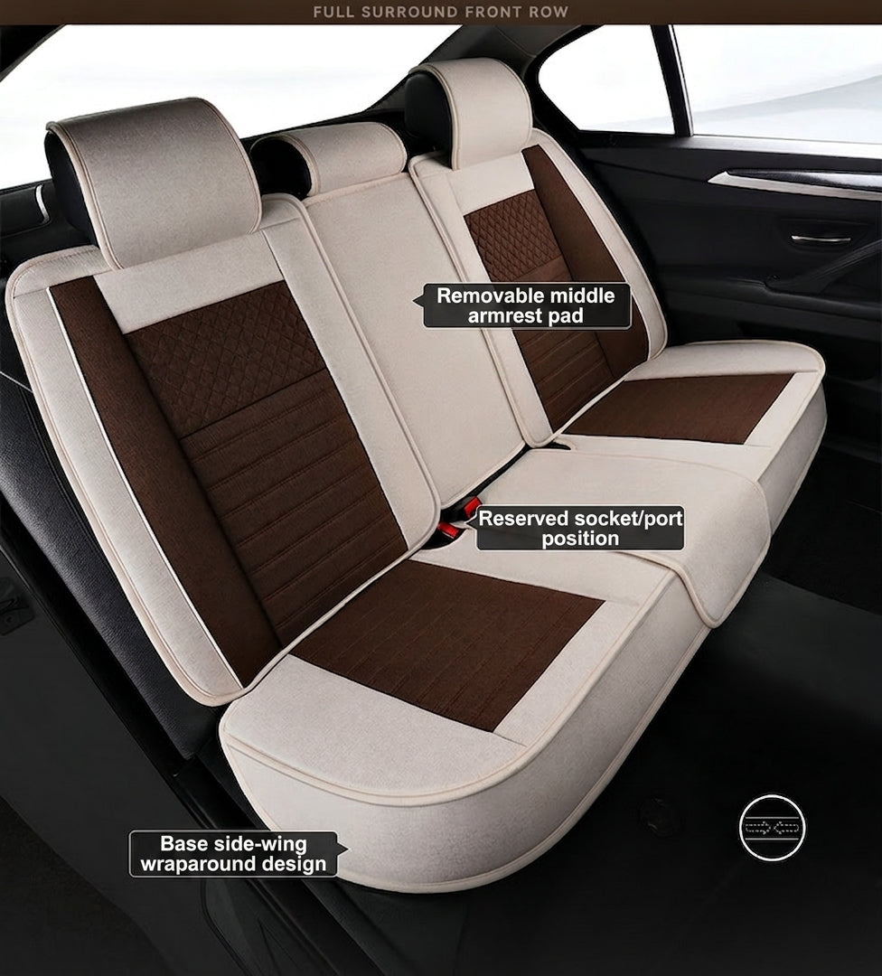 All-season universal full-coverage car seat covers, full-coverage spring and winter linen fabric art car covers, seat covers, and car cushion covers