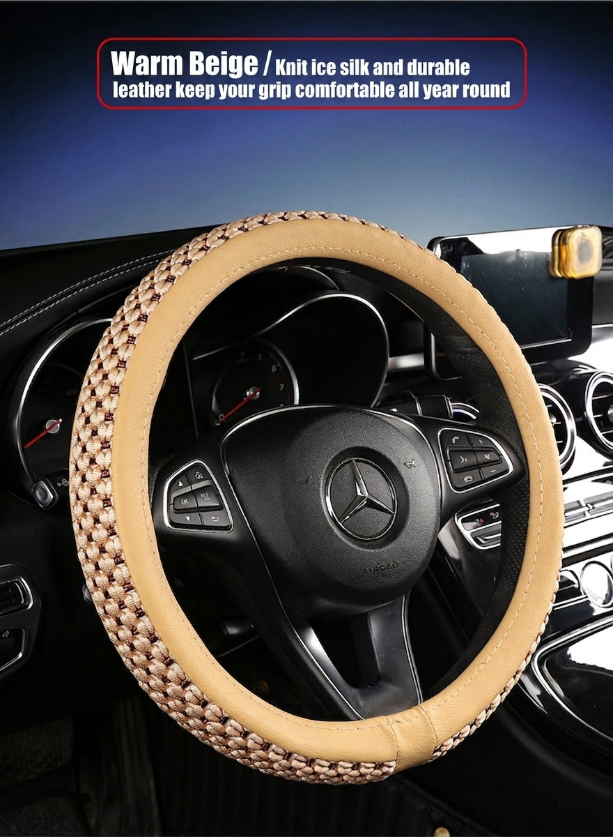 Factory direct sales of Ice Silk breathable non-slip steering wheel covers, all-season universal car handlebar covers, cross-border e-commerce Amazon