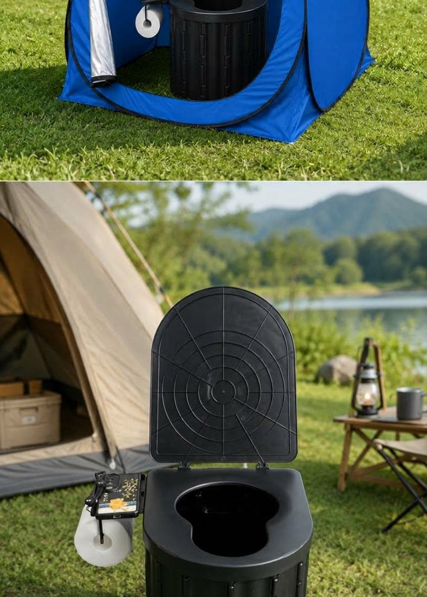 2025 New Model Raised Outdoor Folding Toilet with Lid Portable Car Mobile Toilet Travel Camping Toilet