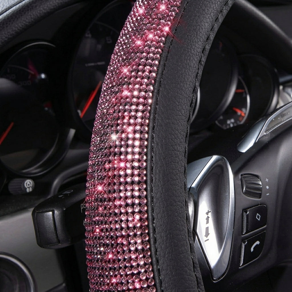 New car rhinestone fully rhinestone-hot rhinestone steering wheel, personalized handlebar cover, unisex steering wheel, Amazon