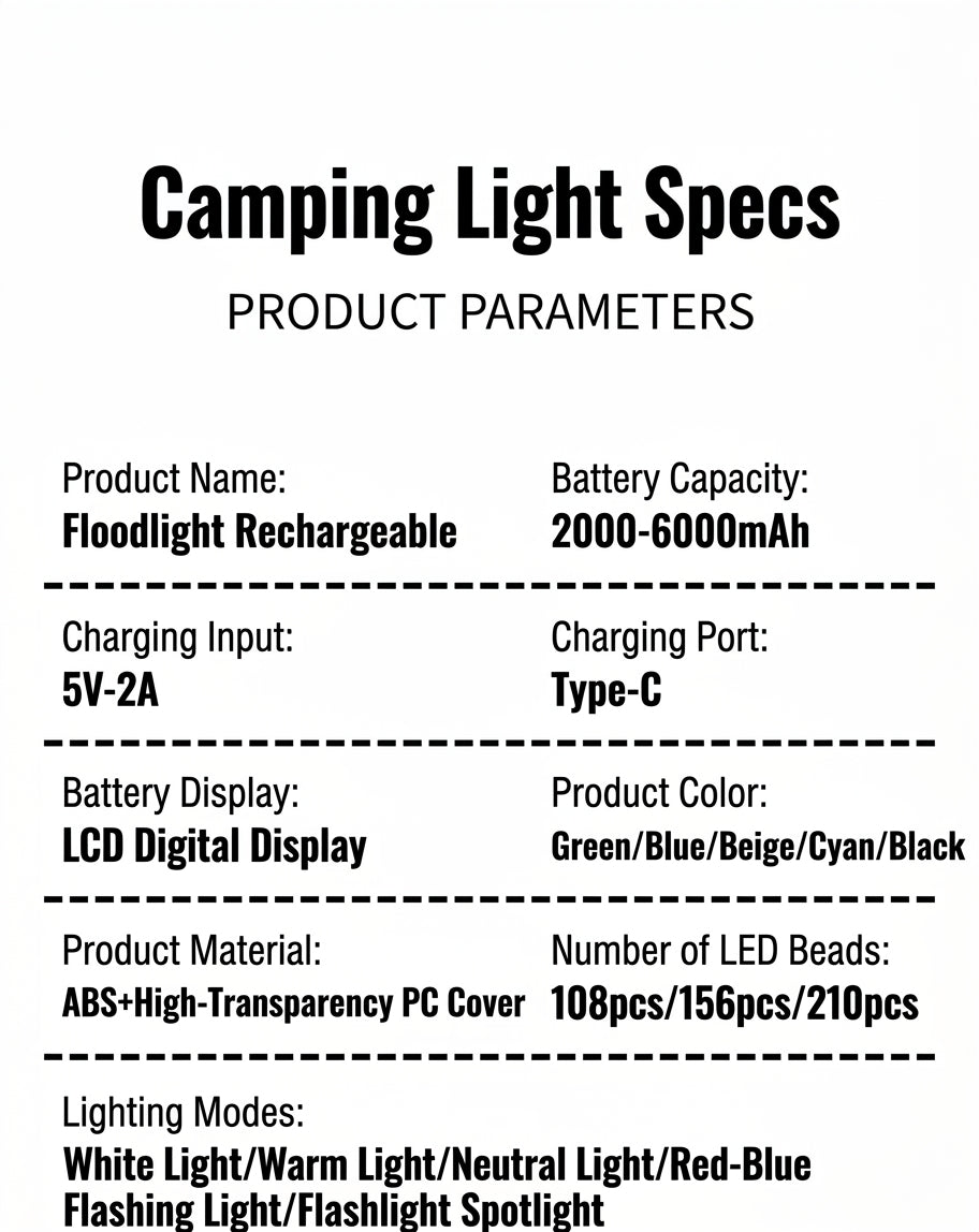 LED Camping Light Tube, Waterproof Tent Lamp