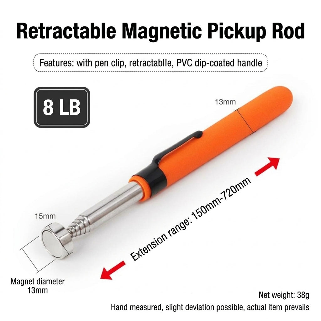8LB Pickup Retractable Magnetic Suction Rod with Light Magnetic Rod Auto Repair Tool Metal Picker Suction Rod