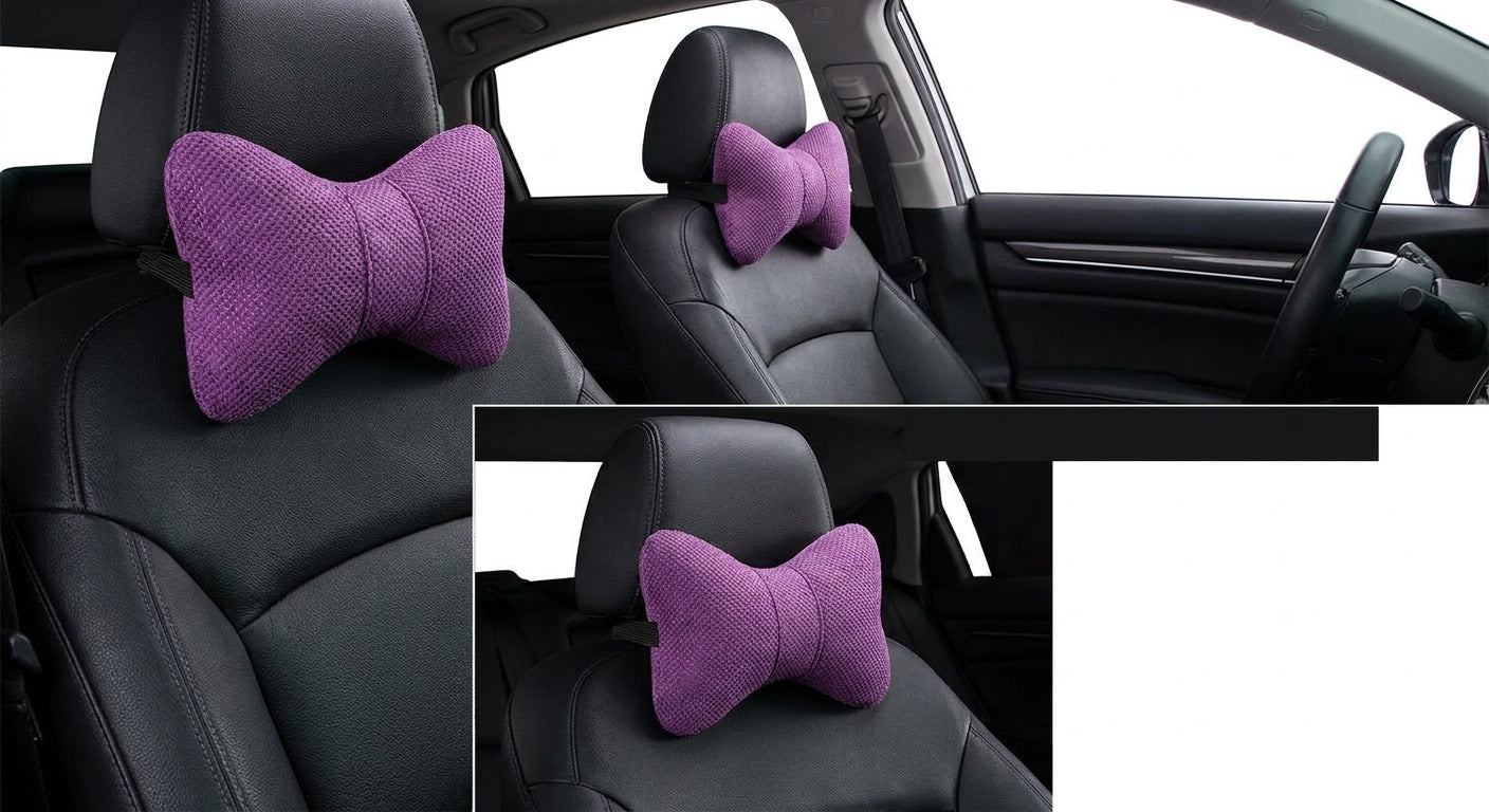 Car headrest neck support pillow for car cushions, car seat lumbar cushion set, for the driver's seat and for women's lumbar support