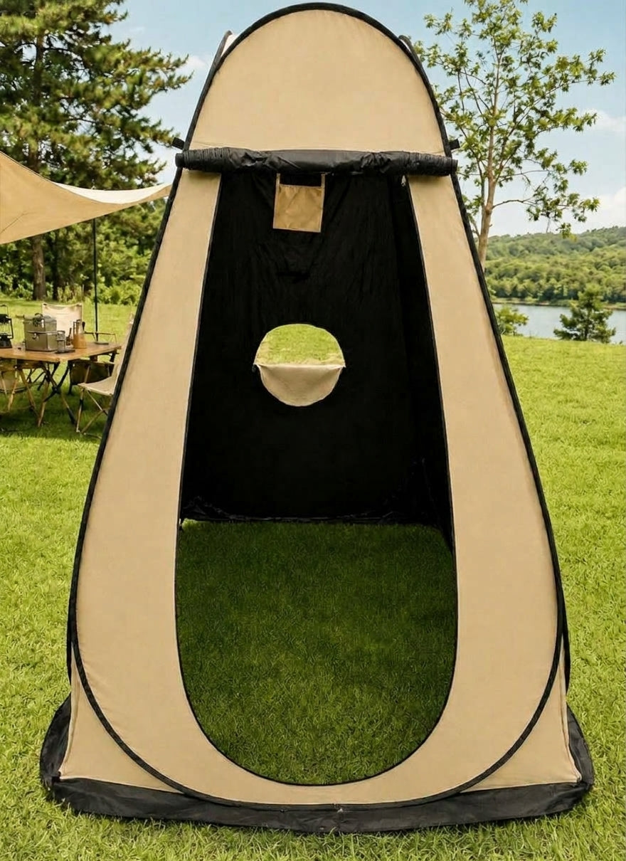 New outdoor bathing tent, black rubber waterproof portable toilet changing shower bathing camping changing cover tent
