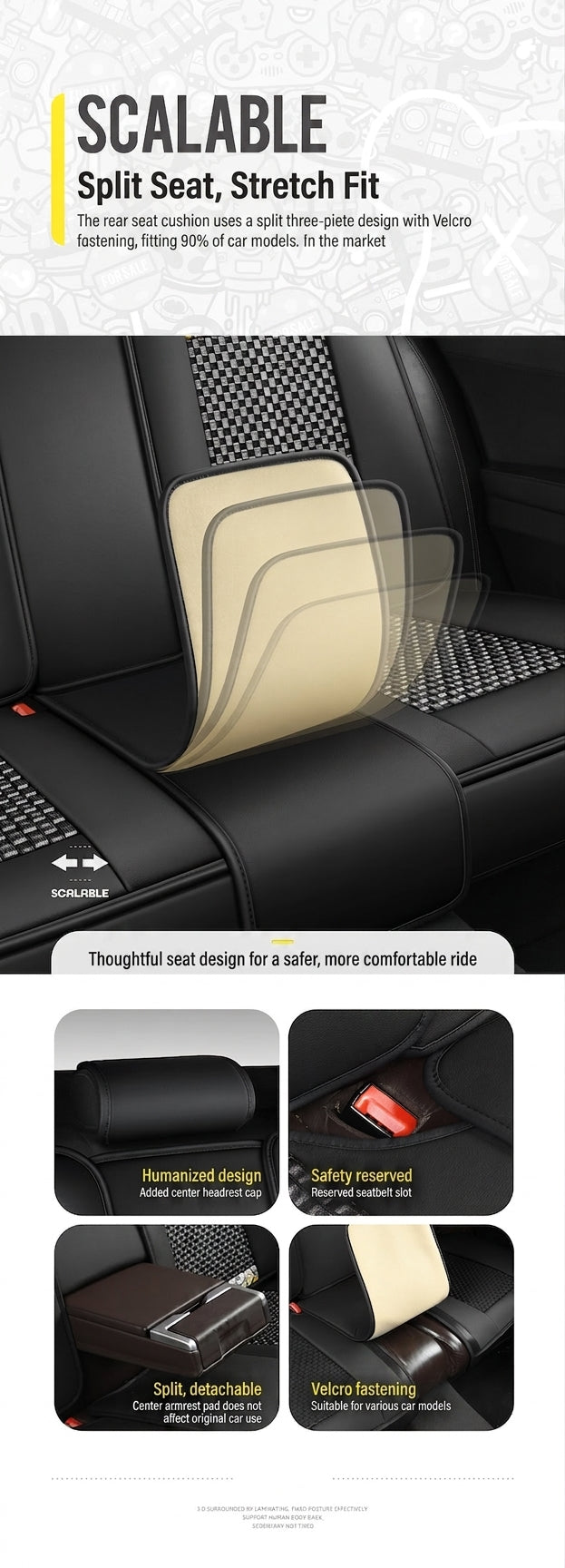 New Ice Silk Breathable Car Seat Covers, Cartoon Cute Seat Covers, Fully Inclusive Seat Cushion Covers All Seasons