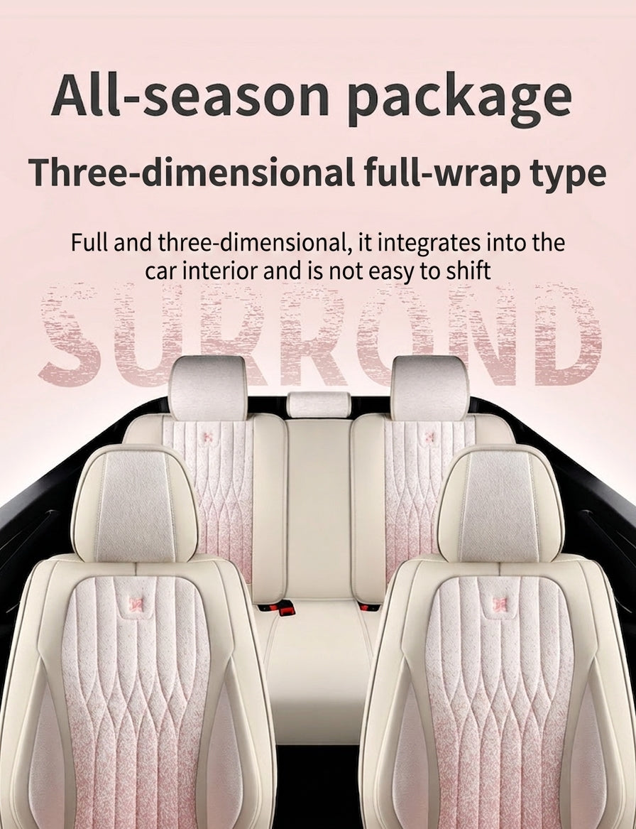 Car seat cushion linen fabric art all-inclusive all-season universal goddess seat cushion 2026 new model interior breathable seat cover wholesale