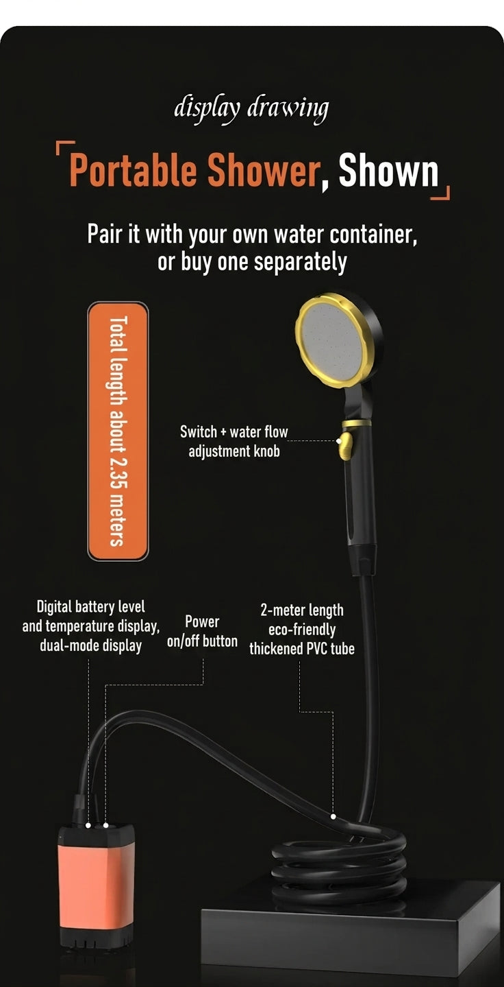 Portable Shower - Rechargeable Battery Powered