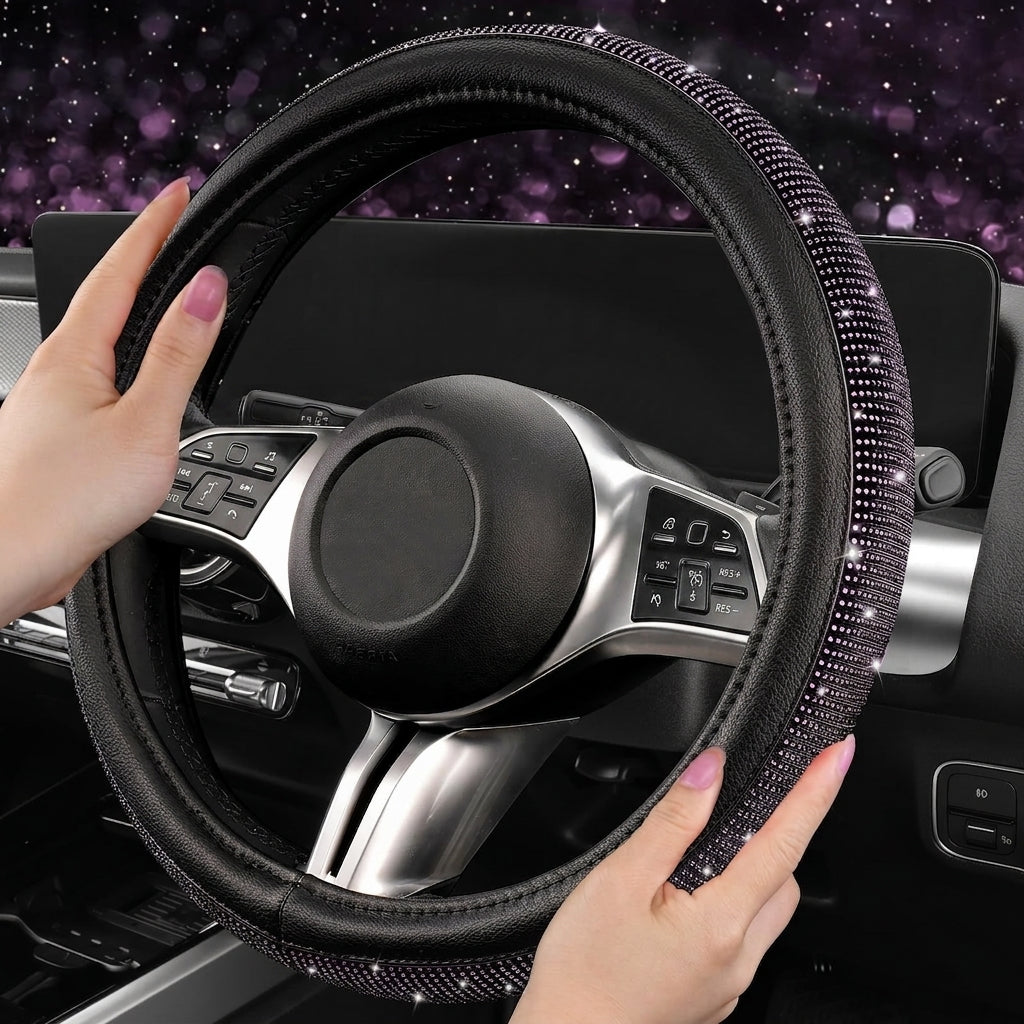 New car rhinestone fully rhinestone-hot rhinestone steering wheel, personalized handlebar cover, unisex steering wheel, Amazon