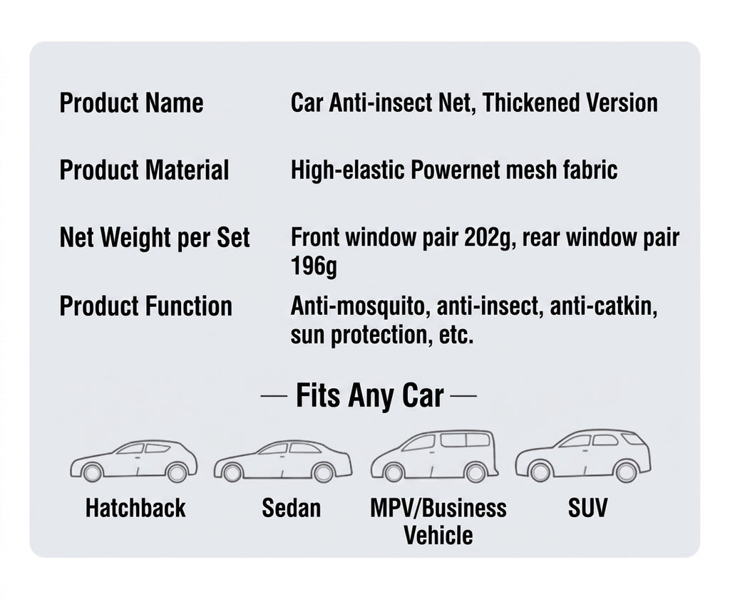 Car Window Mosquito Screen, Universal Fit