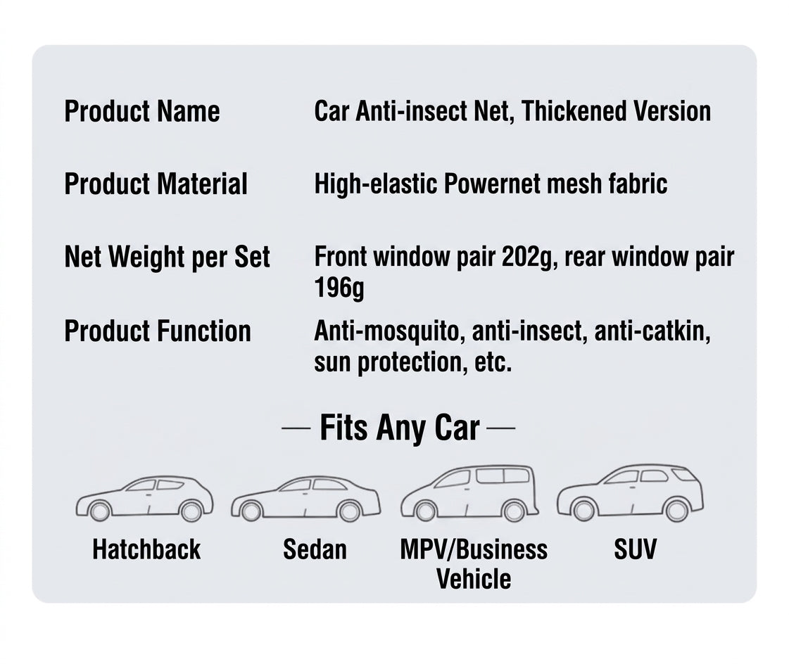 Car Window Mosquito Screen, Universal Fit