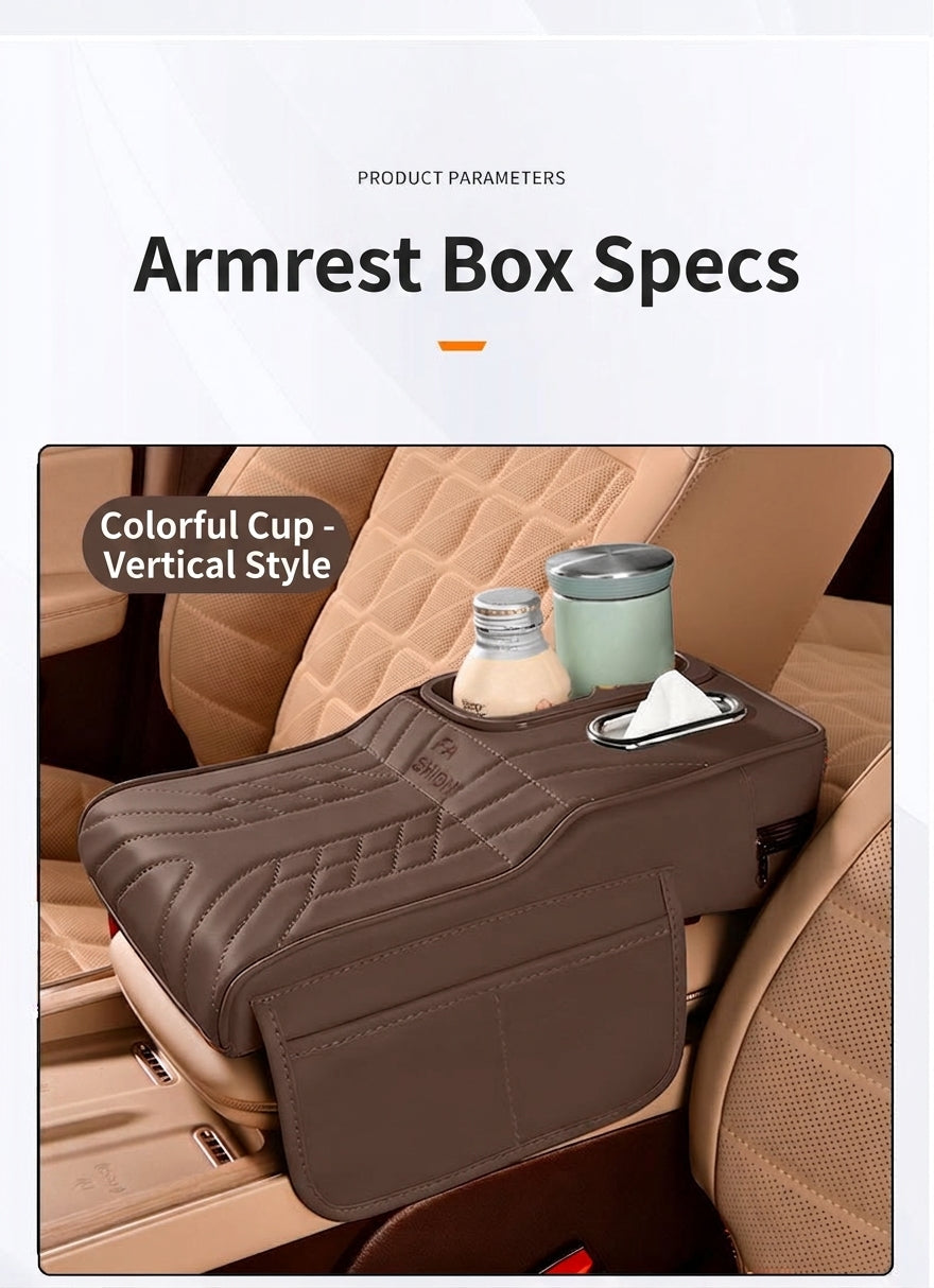 Multi-functional car armrest box water cup holder heightened central protective cover car tissue box supplies storage mat