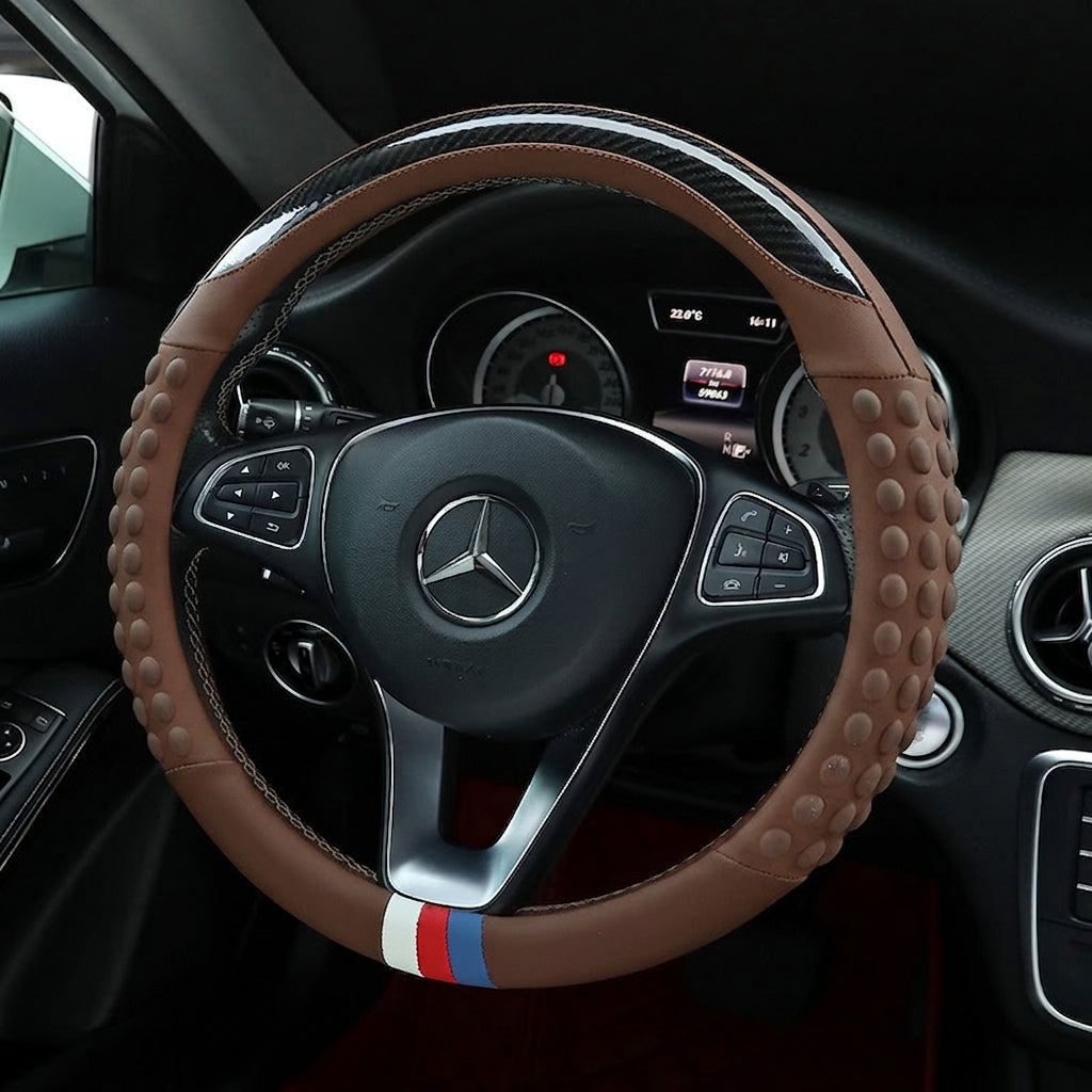 Non-slip sweat-wicking car handlebar covers, colorful carbon fiber leather, fashionable trendy brand steering wheel covers, car GM Amazon